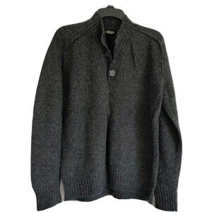 KAPPAHL Redwood Sweater Men's Monck neck 1/4 Button Size L Gray Knit !!